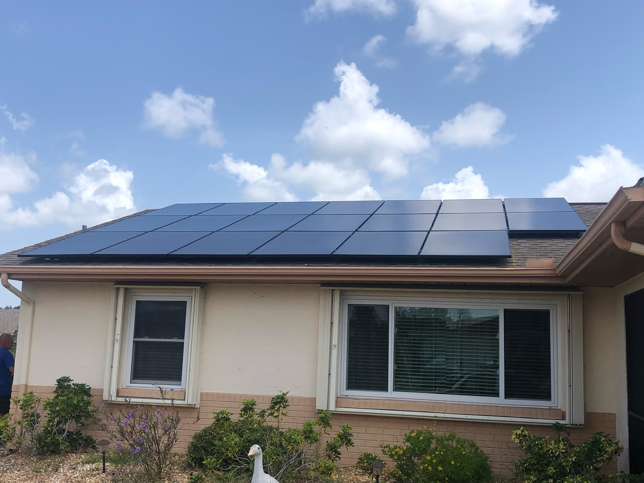 Solar panels installed on the front of a Florida home by Sunstorm Energy